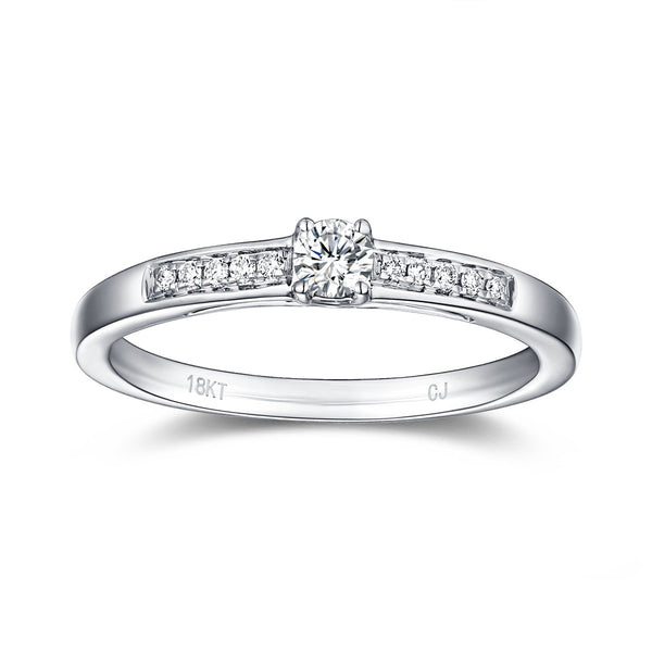 White Gold Diamond Solitaire Plus Promise Ring - S2012167