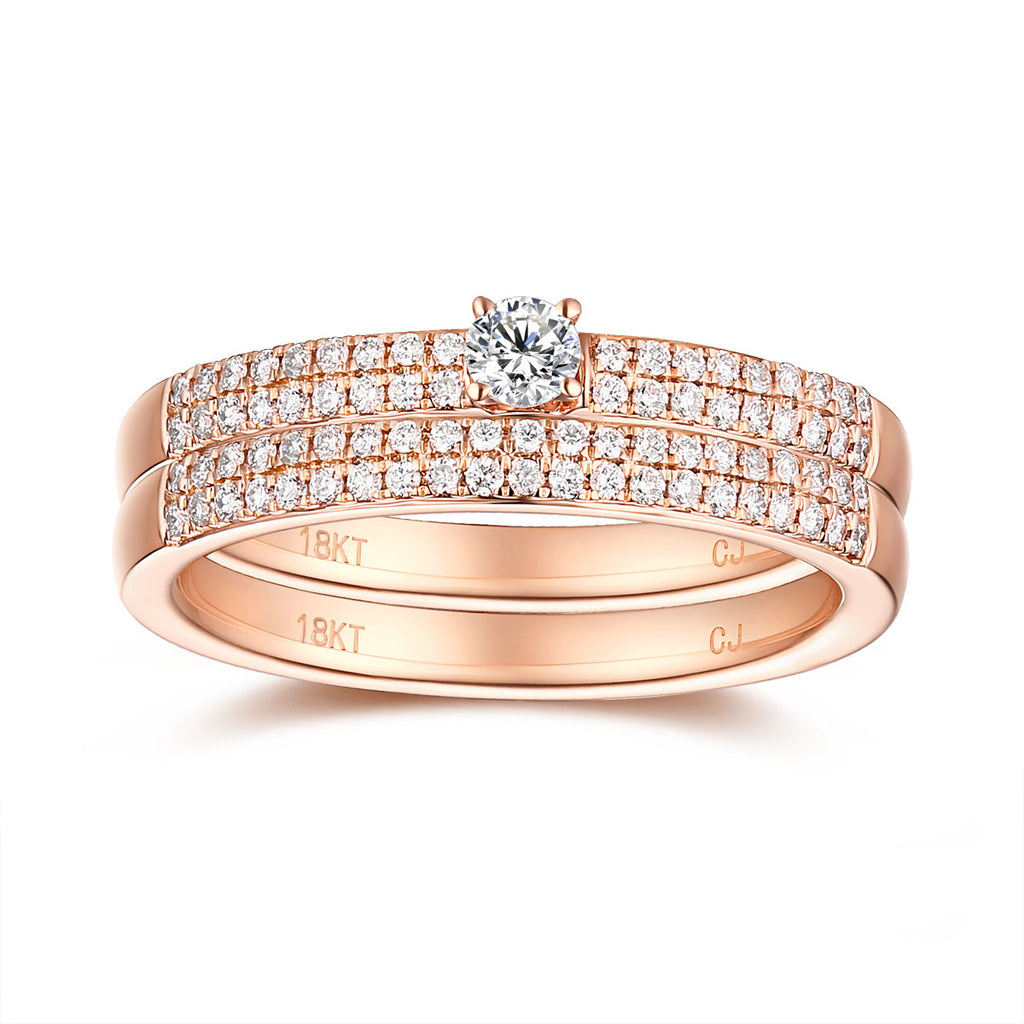 Rose Gold Diamond Engagement Ring S2012141A and Wedding Band S2012141B