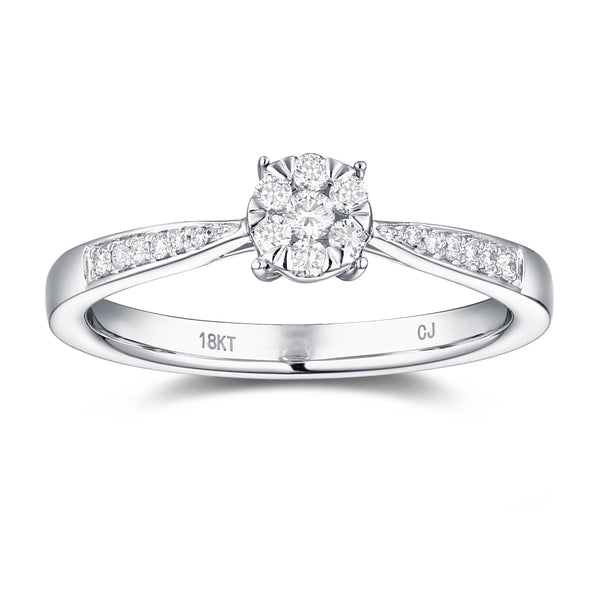 White Gold Diamond Cluster Ring - S2012149