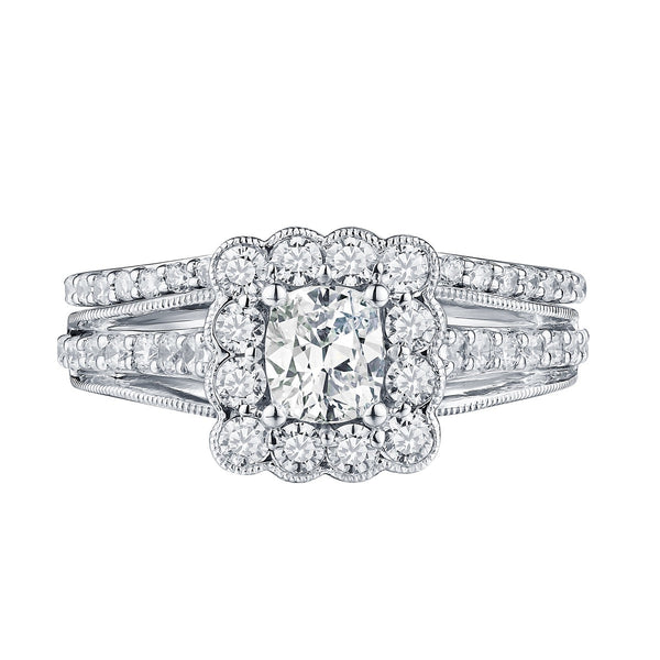 Cushion Cut Engagement Ring S201607A and Band Set S201607B