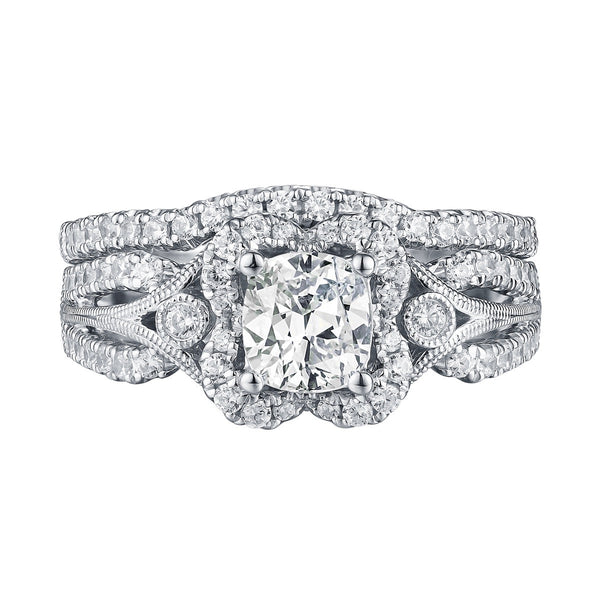 Cushion Cut Engagement Ring S201599A and Band Set S201599B