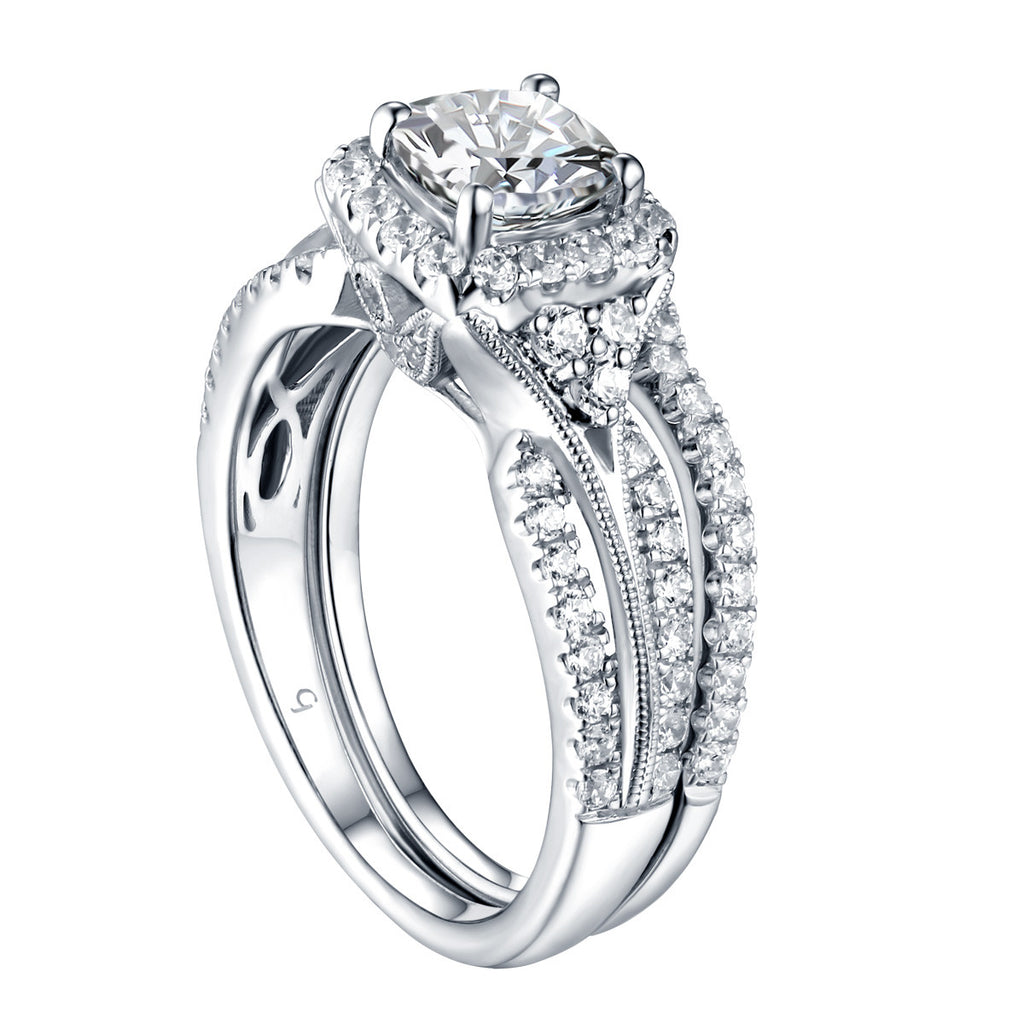 Cushion Cut Diamond Engagement Ring S201612A and Band Set S201612B