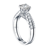 Modern Round Engagement Ring S201585A and Band Set S201585B