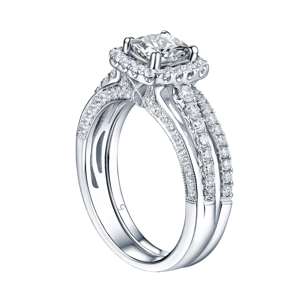 Cushion Cut Engagement Ring S201632A and Band Set S201632B