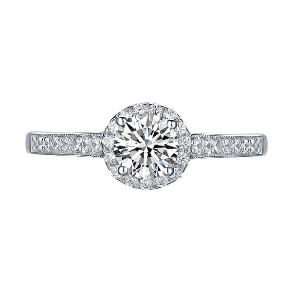 White Gold Round Engagement Ring S2016116A and Wedding Ring S2016116B