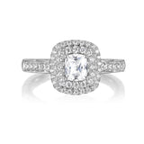 Round Diamond Double Halo Cushion Engagement Ring S201527A and Band S201527B Set