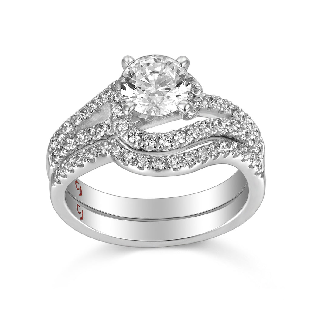 Modern Engagement Ring S201802A and Band Set S201802B
