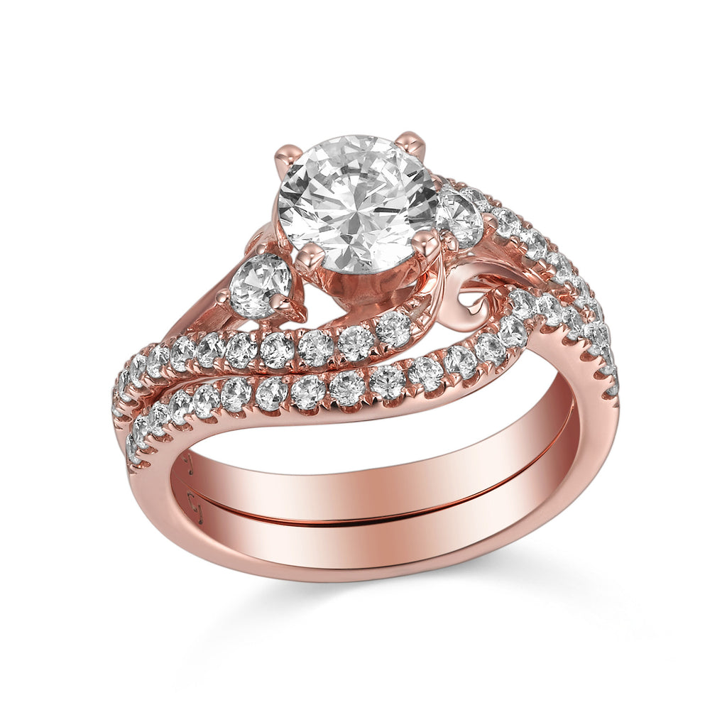 Modern Engagement Ring S201804A and Band Set S201804B