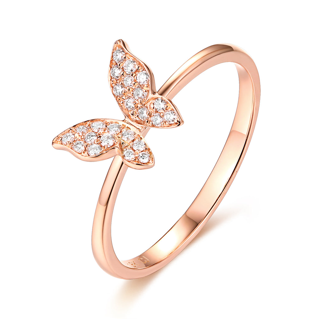 Rose Gold Diamond Fashion Butterfly Ring - S2012214