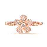 Rose Gold Diamond Fashion Flower Ring - S2012227