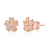 Rose Gold Diamond Fashion Flower Earrings - S2012228