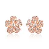 Rose Gold Diamond Fashion Flower Earrings - S2012228