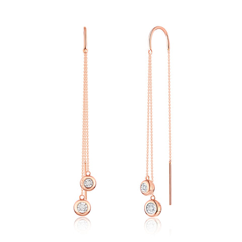 Rose Gold Diamond Drop Earrings - S2012236