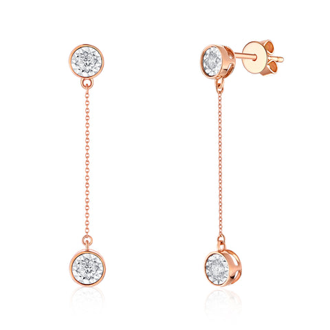 Rose Gold Bezel Set Diamond Drop Earrings - S2012260