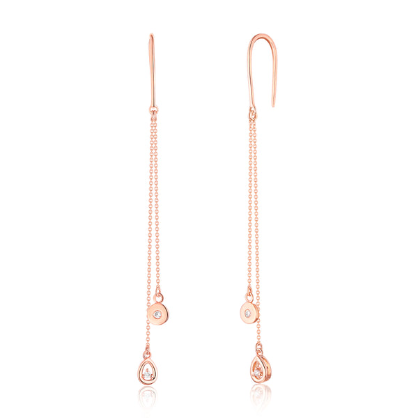 Rose Gold Diamond Drop Earrings - S2012293