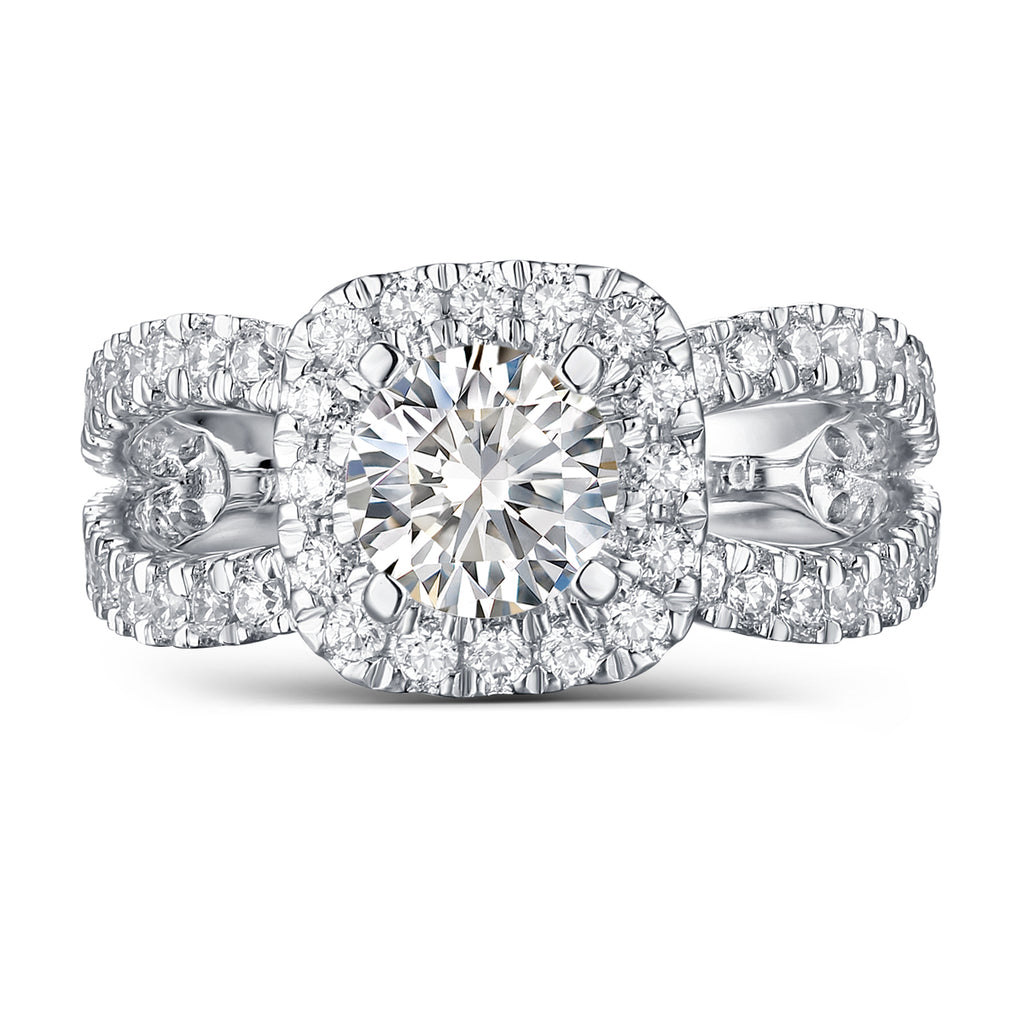 Halos Round Engagement Ring S2012676A and Band Set S2012676B