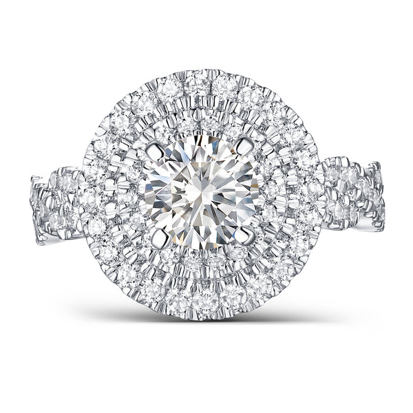 Halos Round Engagement Ring S2012679A and Band Set S2012679B