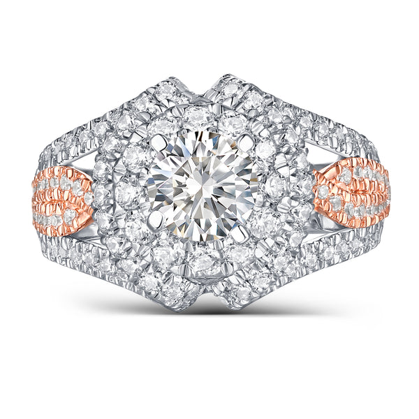 Halos Round Engagement Ring S2012683A and Band Set S2012683B