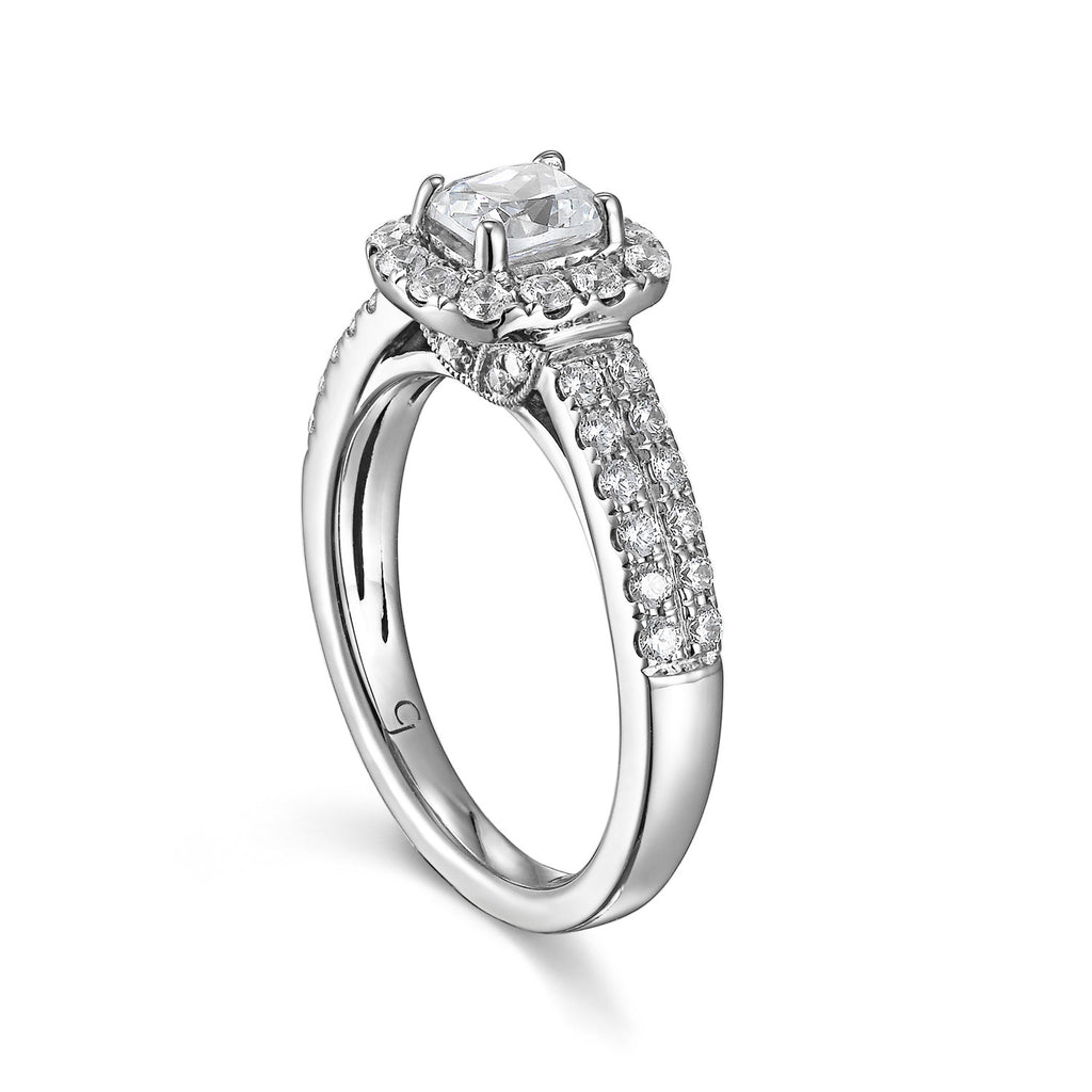 Cushion Cut Diamond Engagement Ring S201510A and Band Set S201510B
