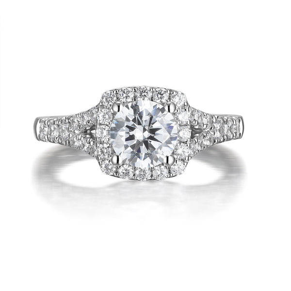 Round Diamond Halo Engagement Ring S201522A and Band Set S201522B