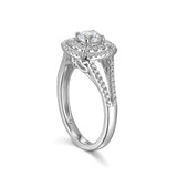 Round Diamond Double Halo Engagement Ring S201528A and Band Set S201528B