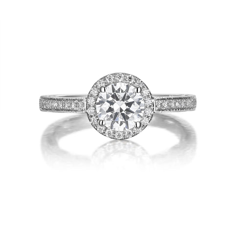 Round Diamond Halo Engagement Ring S201532A and Band Set S201532B