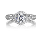 Round Diamond Halo Engagement Ring S201535A and Band Set S201535B