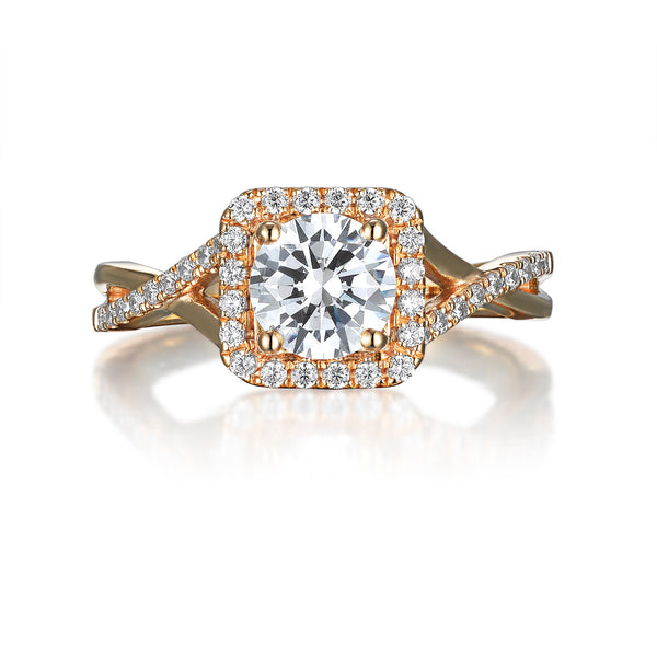 Round Diamond Halo Engagement Ring S201536A and Band Set S201536B