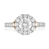 Two-tone Round Diamond Halo Engagement Ring S201541A and Band Set S201541B