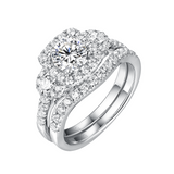 Modern Three Stone Engagement Ring S201543A and Band Set S201543B
