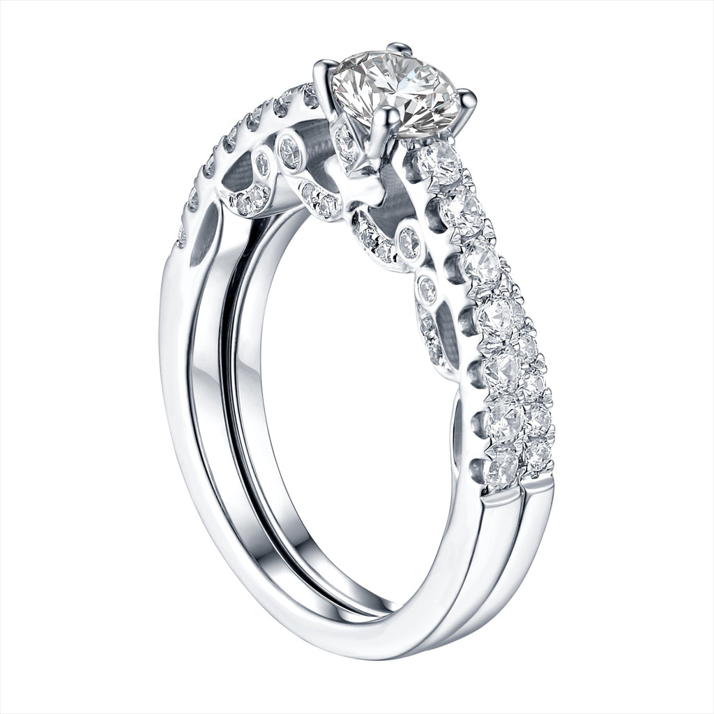 Round Diamond Engagement Ring S201622A and Band S201622B