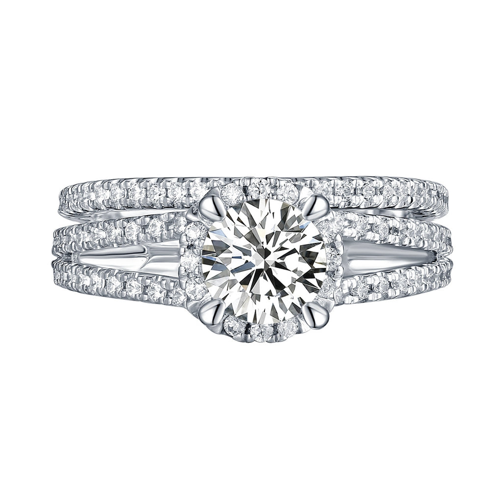 White Gold Round Engagement Ring S201634A and Band S201634B