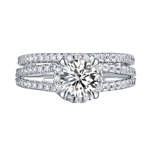 White Gold Round Engagement Ring S201634A and Band S201634B