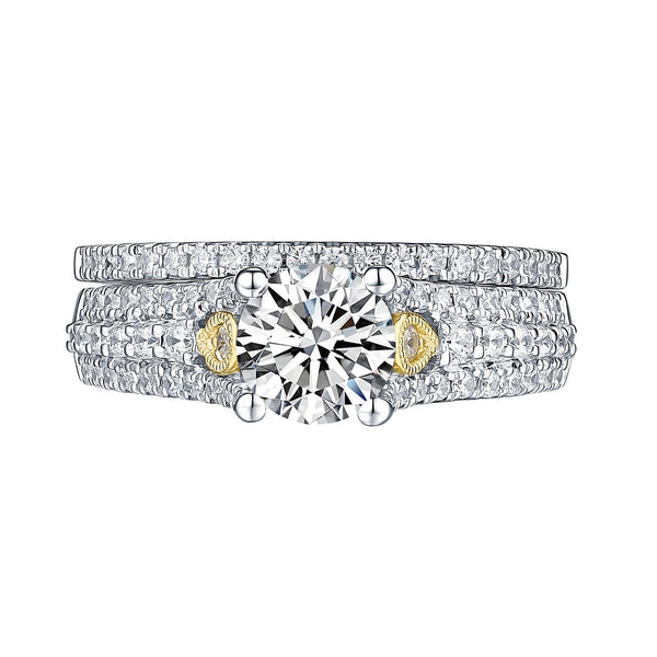 White Gold Round Engagement Ring S201659A and Band S201659B