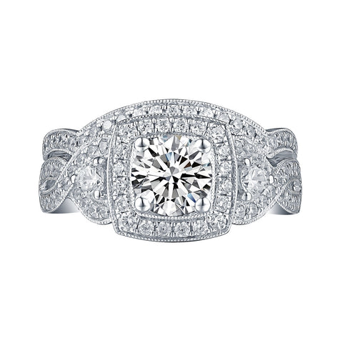 White Gold Round Engagement Ring S201671A and Band S201671B