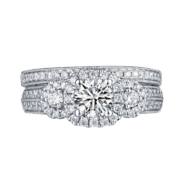 White Gold Round Engagement Ring S201673A and Band S201673B