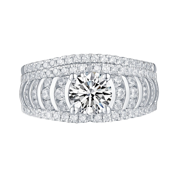White Gold Round Engagement Ring S201781A and Band S201781B