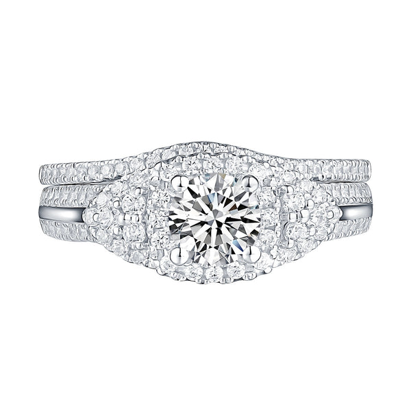 White Gold Round Engagement Ring S201783A and Band S201783B