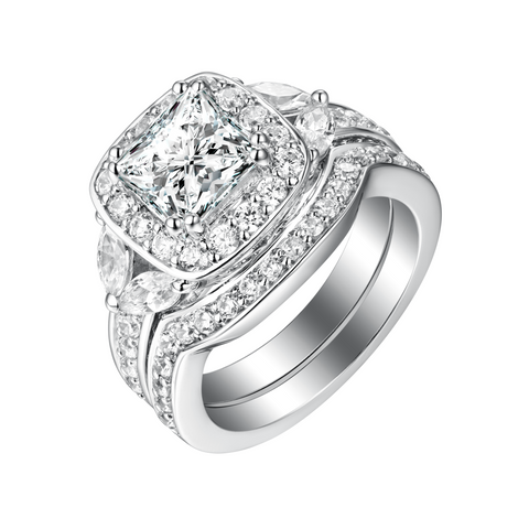 14KT Gold Fancy Cut Round and Marquise Diamond Engagement Ring S201880APRN200YG14 and Matching Wedding Ring S201880BPRN200YG14