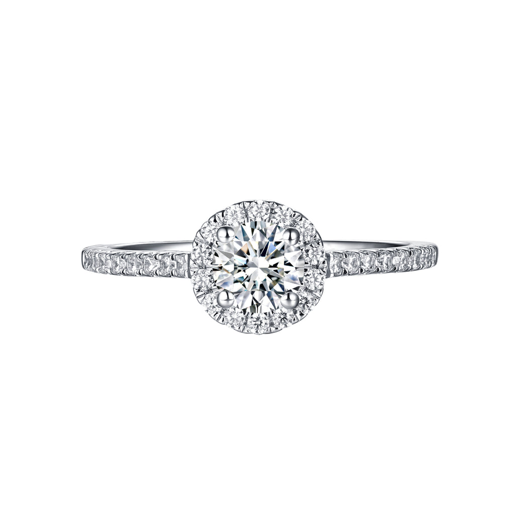 Round Halo Engagement Ring S201897A and Matchng Wedding Band Set S201897B