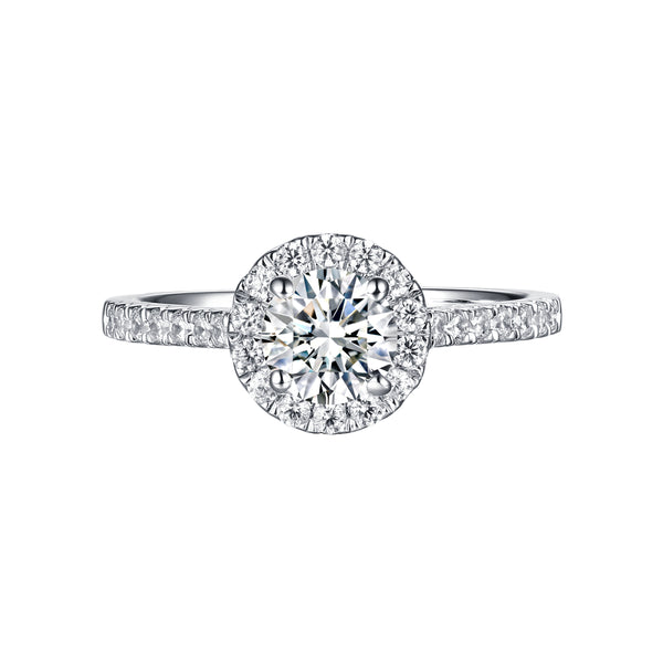 Round Halo Engagement Ring S201898A and Matching Wedding Band Set S201898B