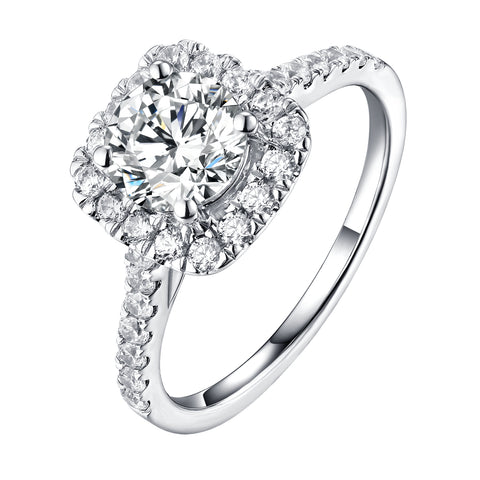 Round Halo Engagement Ring S201902A and Matching Wedding Band Set S201902B