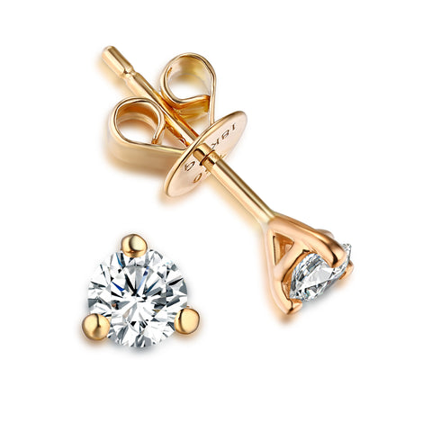 Yellow Gold Solitaire Earring 14 KT in 0.33 Ct Tw | S201971