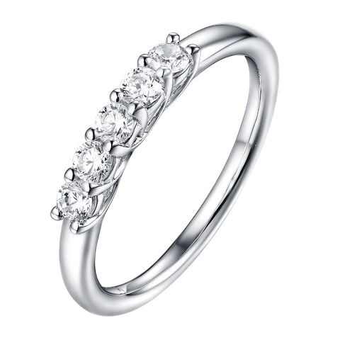 14KT White Gold 5 Diamond Prong Band - S201978B