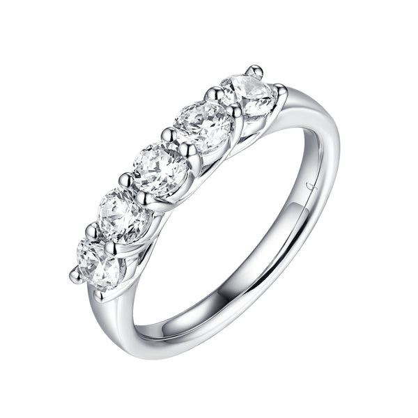 14KT White Gold 5 Diamond Prong Band - S201981B