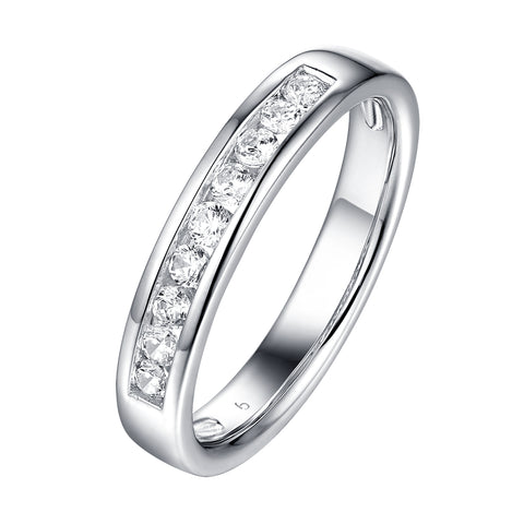 14KT White Gold 9 Diamond Channel Band - S201985B