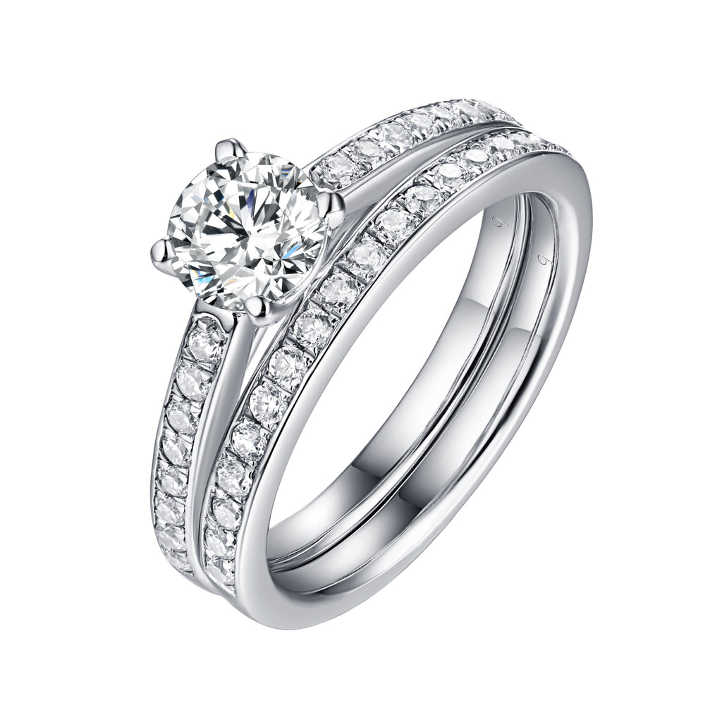 Solitaire Plus Engagement Ring S201995A and Wedding Band Set S201995B