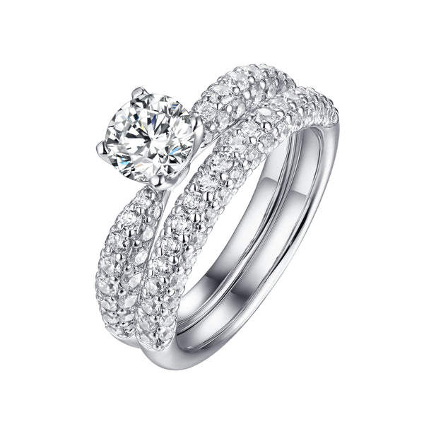 Solitaire Plus Engagement Ring S201999A and Matching Wedding Band Set S201999B