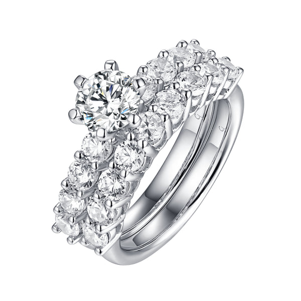 Solitaire Plus Engagement Ring S2012005A and Matching Wedding Band Set S201005B