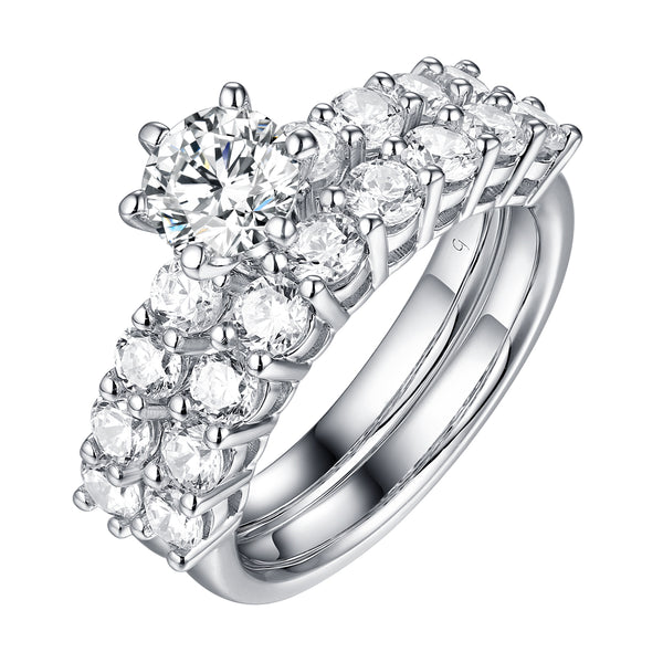 Solitaire Plus Engagement Ring S2012006A and Matching Wedding Band Set S2012006B